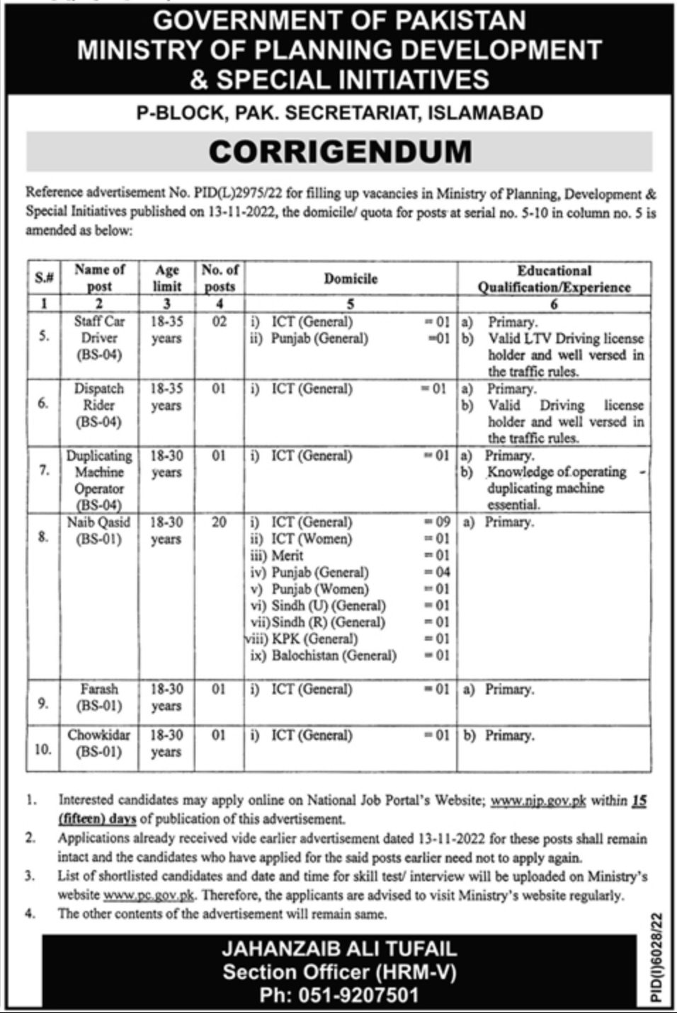 Ministry of planning and development jobs