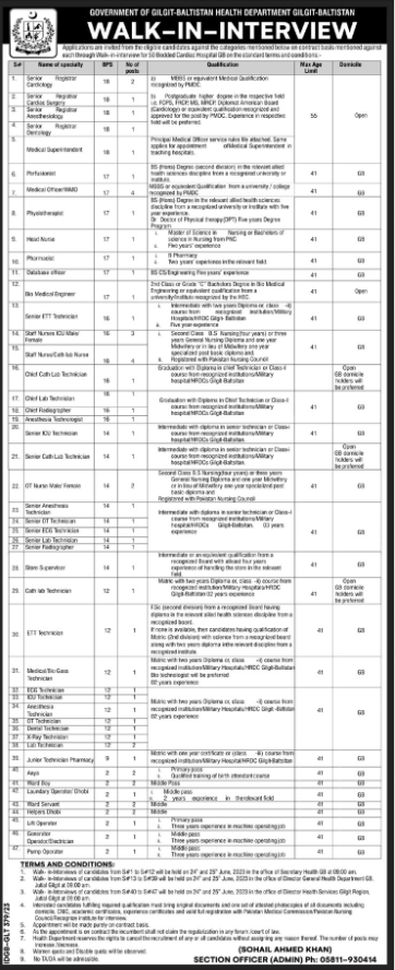 Health Department Gilgit Baltistan Jobs 2023